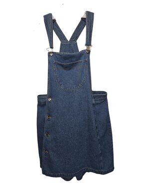 Vintage Y2K Jean Overall Skort Denim Pinafore Dress Size 16 AE American Eagle